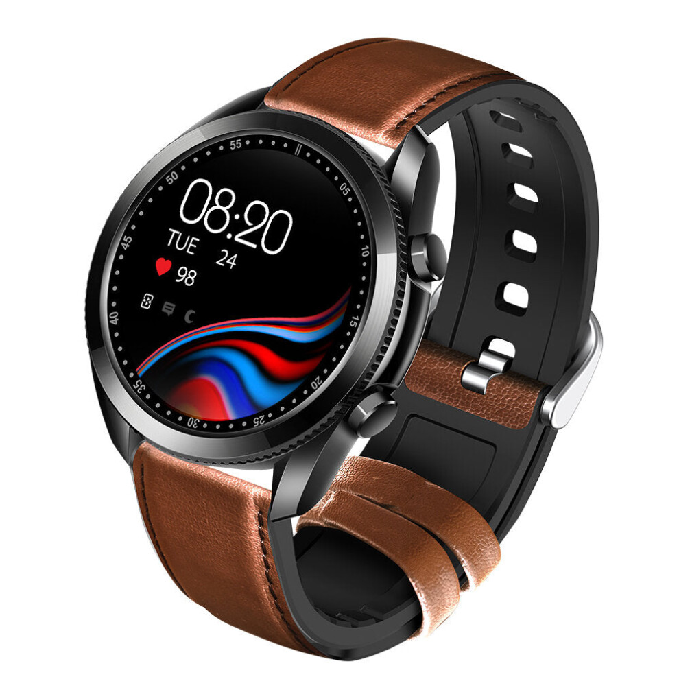 (Brown) 1.28 Inch Full Touch Screen Bt Call Heart Rate Blood Pressure Oxygen Monitor 24 Sports Modes 200Mah Ip67 Waterproof Bt5.0 Smart Watch Brown 9495687794563