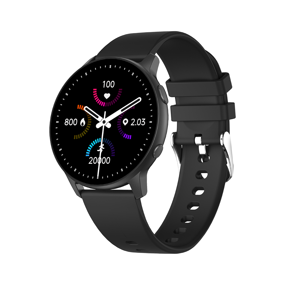(Black) 1.28 Inch Full-Touch Screen Heart Rate Blood Pressure Spo2 Monitor Health Sports Tracker Massive Watch Faces Ip68 Waterproof 200Mah Smart Watc Black 9495687799551