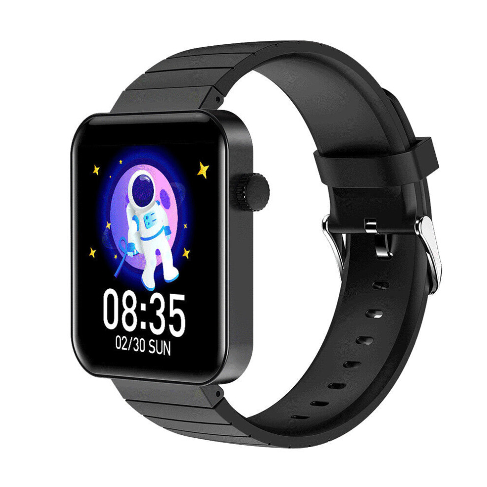 (Black) 1.54Inch Full-Touch Screen Heart Rate Blood Pressure Oxygen Monitor Weather Display Smart Watch Black 9495687800066