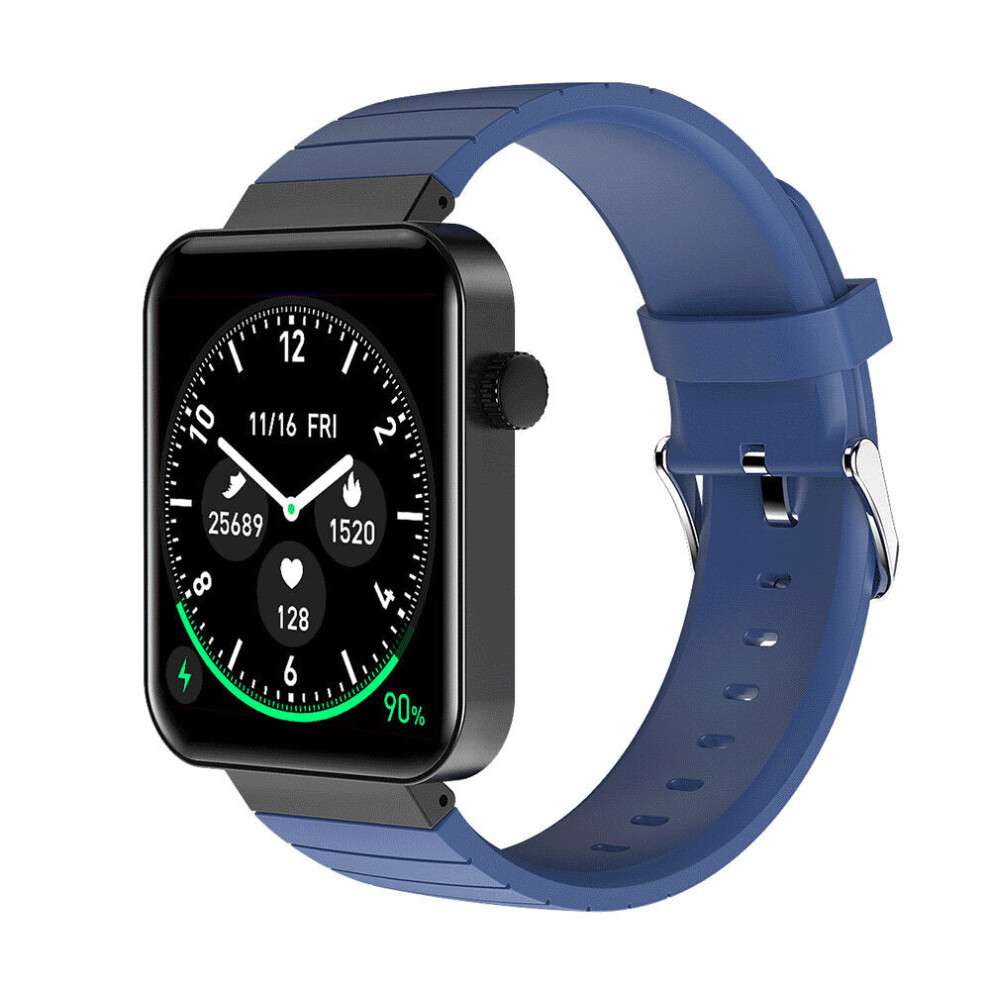 (Blue) 1.54Inch Full-Touch Screen Heart Rate Blood Pressure Oxygen Monitor Weather Display Smart Watch Blue 9495687800073