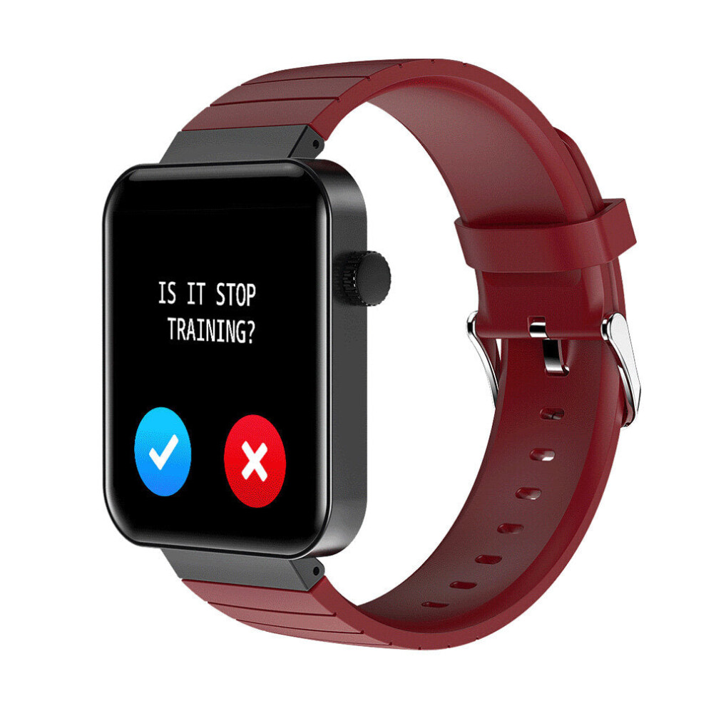 (Red) 1.54Inch Full-Touch Screen Heart Rate Blood Pressure Oxygen Monitor Weather Display Smart Watch Red 9495687800103