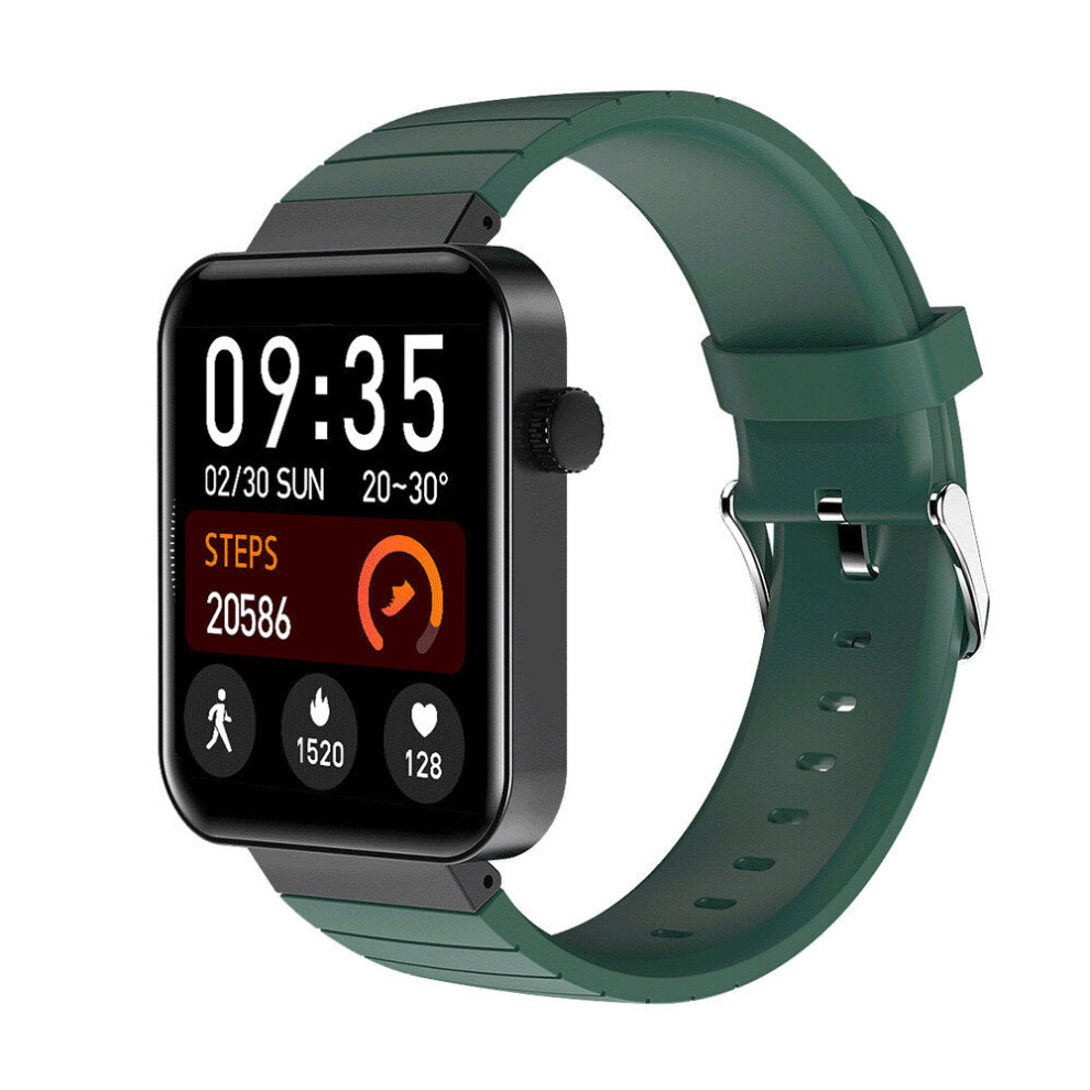 (Green) 1.54Inch Full-Touch Screen Heart Rate Blood Pressure Oxygen Monitor Weather Display Smart Watch Green 9495687800110