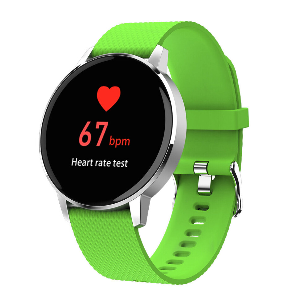 (Light Green) 1.22' Ultra-thin Touch Screen IP68 Blood Pressure Sleep Monitor Bluetooth Music Smart Watch