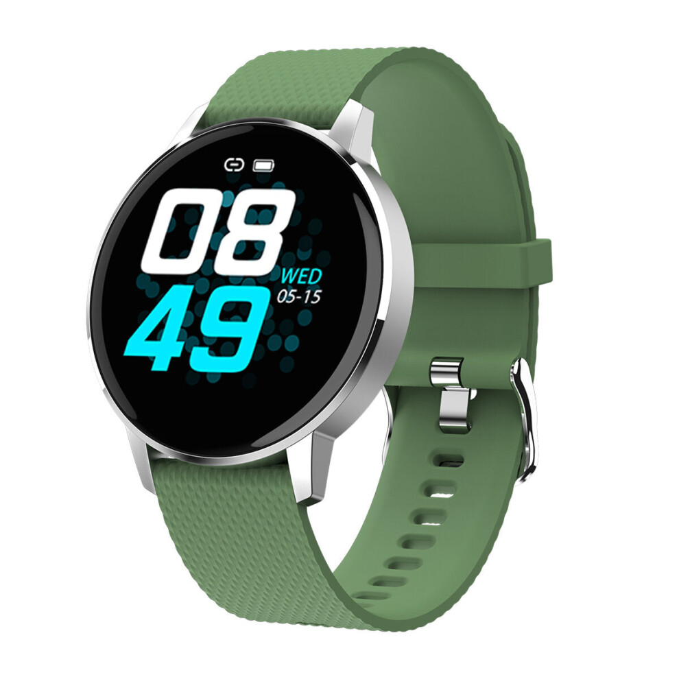 (Deep Green) 1.22' Ultra-thin Touch Screen IP68 Blood Pressure Sleep Monitor Bluetooth Music Smart Watch