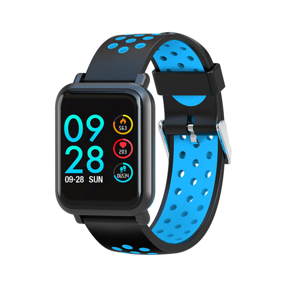 (Blue) 1.22'' IPS Color Screen Waterproof Smart Watch Blood Pressure Fitness Sport Bracelet