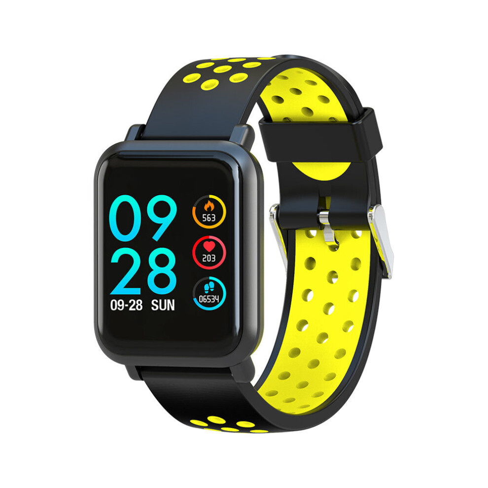 (Yellow) 1.22'' IPS Color Screen Waterproof Smart Watch Blood Pressure Fitness Sport Bracelet