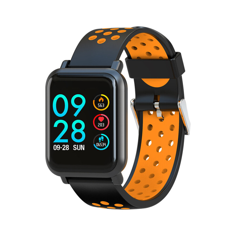 (Orange) 1.22'' IPS Color Screen Waterproof Smart Watch Blood Pressure Fitness Sport Bracelet