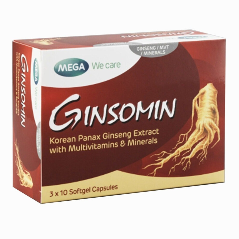 Mega We Care Ginsomin|Boost energy levels |Natural Ginseng Supplement for Energy & Vitality Capsules 30's