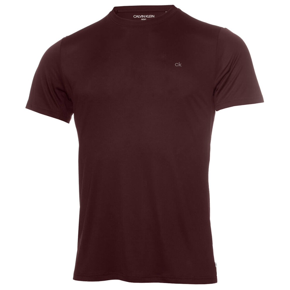 (L, Burgundy) Calvin Klein Mens 2021 Harlem Quick Drying Crew Neck T-Shirt