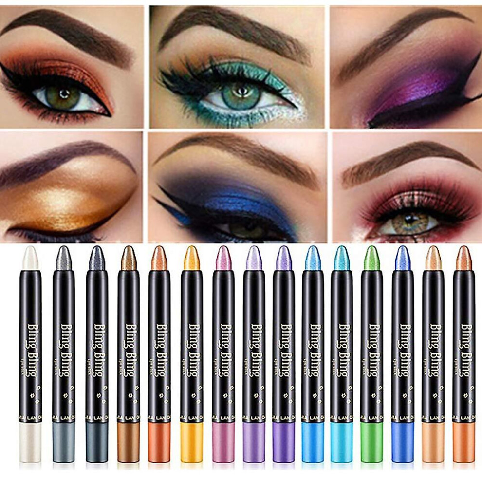 15pcs Eyeshadow Stick Waterproof Eye Shadow Pencil Shimmer Glitter Eyeshadow Crayon Long Lasting Eyeshadow Stick Sets