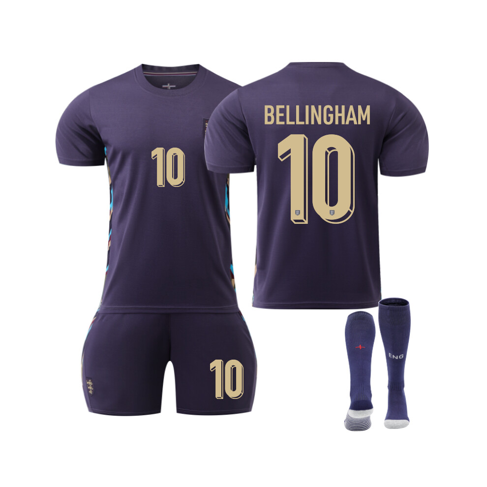 (22(120-130CM)) Customizable 2425 England Away BE_LLINGHAM #10 Sport Clothing With Socks