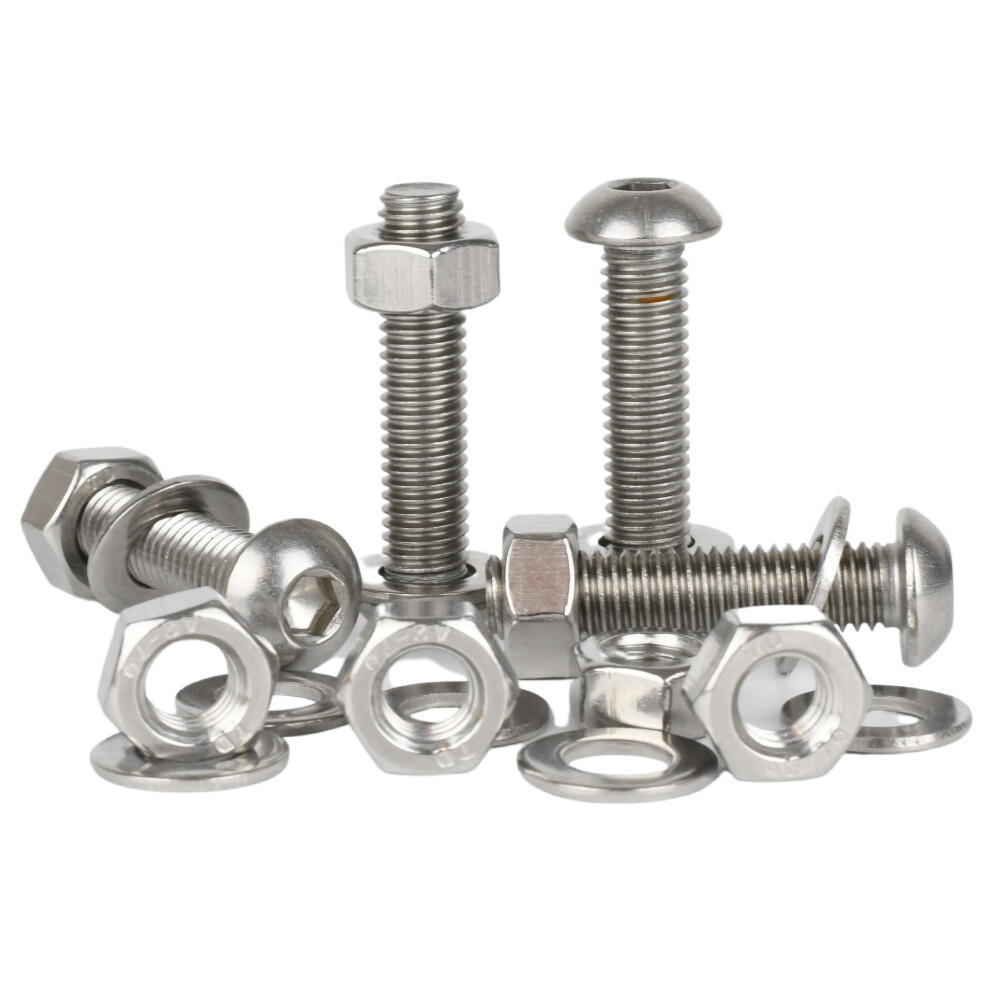 (M2 x 16, 20) Bolt Base A2 Stainless Steel Socket Button Head Screws + Full Nuts & Washers Kit