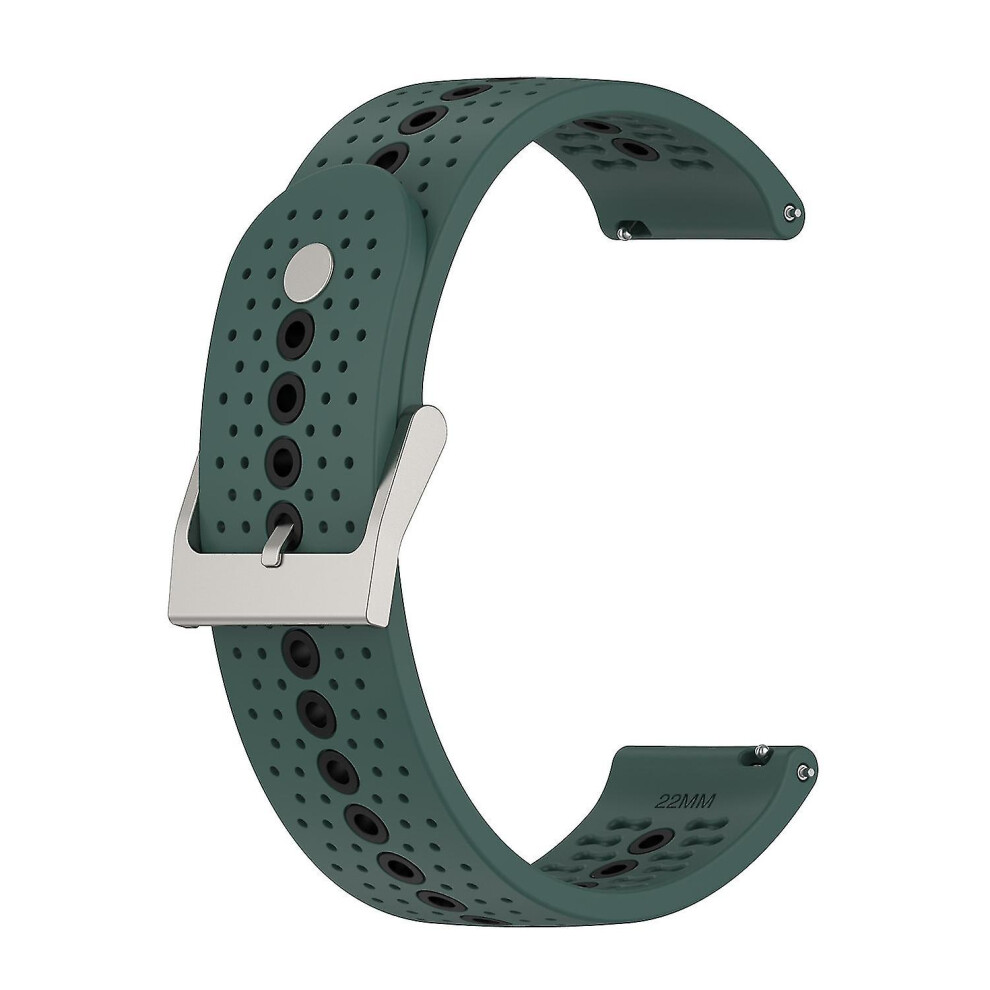 (Olive Green Black) Colorful Hole Silicone Strap For Suunto 9 Peak Green,Black 8994440220574