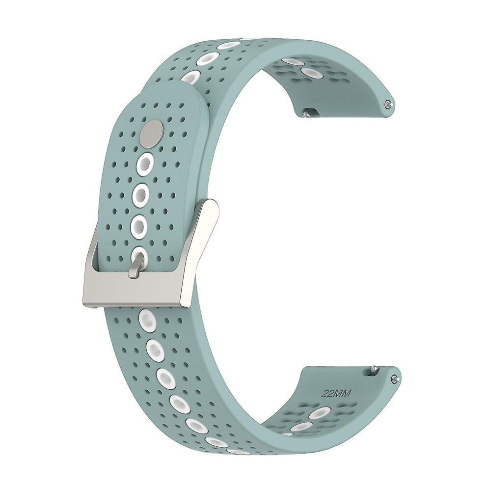 (Rock Cyan White) Colorful Hole Silicone Strap For Suunto 9 Peak Blue,White 8994440220604