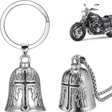 2Pcs Motorcycle Guardian Bell, Angel Guardian Riding Bell with Chain, Stainless Steel Motorcycle Bells Luck Riding Bell, Motorcycle Accessories Gifts