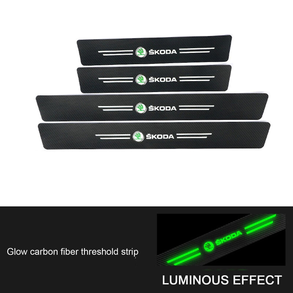 (Skoda 4Pcs) Auto Door Sill Protector Anti-Scratch Door Sill Protector For Automotive Tool Accessories 8792504018781