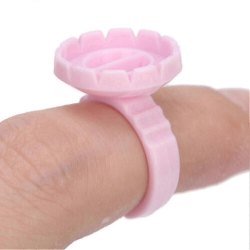 100pcs Disposable Eyelash Glue Ring Cup Eyelash Extension Glue Holder AccessoryPink 2