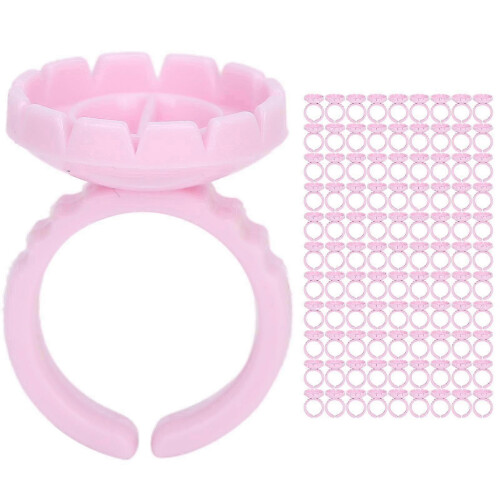 100pcs Disposable Eyelash Glue Ring Cup Eyelash Extension Glue Holder AccessoryPink 1