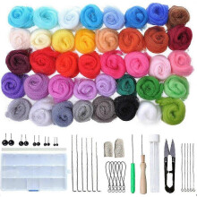 Wool Felting, Needle Felt, Wool Felting Carded Wool Kit Needle Felting for Diy Crafts, 40 Colors