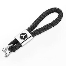 Mercedes - Benz Braided Key Ring In Leather Black One Size