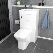 Nes Home White 2 in 1 500mm Combined Wash Basin Vanity Unit & Toilet Rimless Space Save