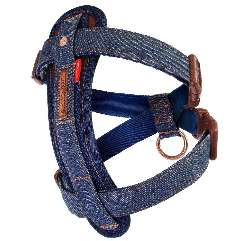 EZYDOG Classic Chest Plate Harness | Dog Harness Small, Medium, Large, K9 Dog Harness, Reflective Stitching, No Pull, Breathable (Denim)