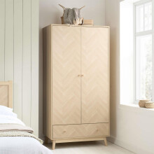 2 Door 1 Drawer Oak Brown Wooden Wardrobe Birlea Herringford