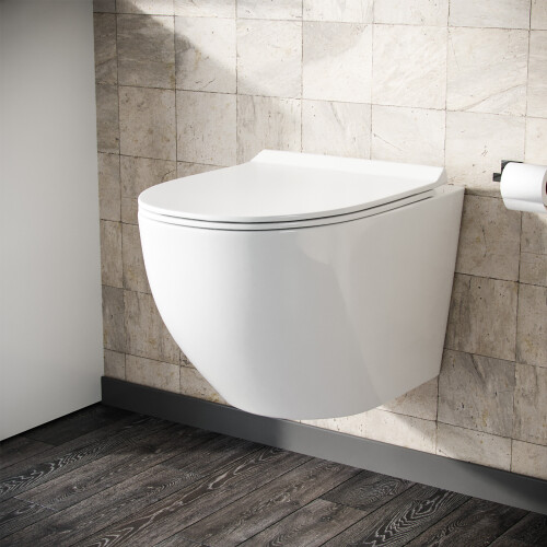 NES Home Nes Home White Modern Round WH Toilet Top/Front Frame & Round Button Flush Plate 1