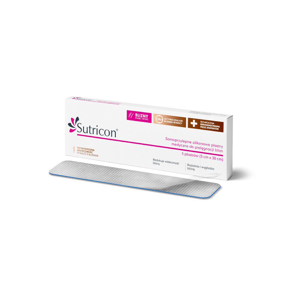 Verco Sutricon 5X30 Cm Silicone Scar Patches - 5 Pcs, Ultra-Thin 0.25 Mm, Discreet, Reduces Scar Visibility, From 6 Months