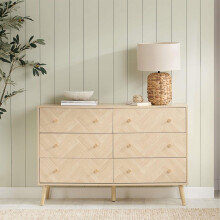 6 Drawer Oak Brown Wooden Chest Birlea Herringford
