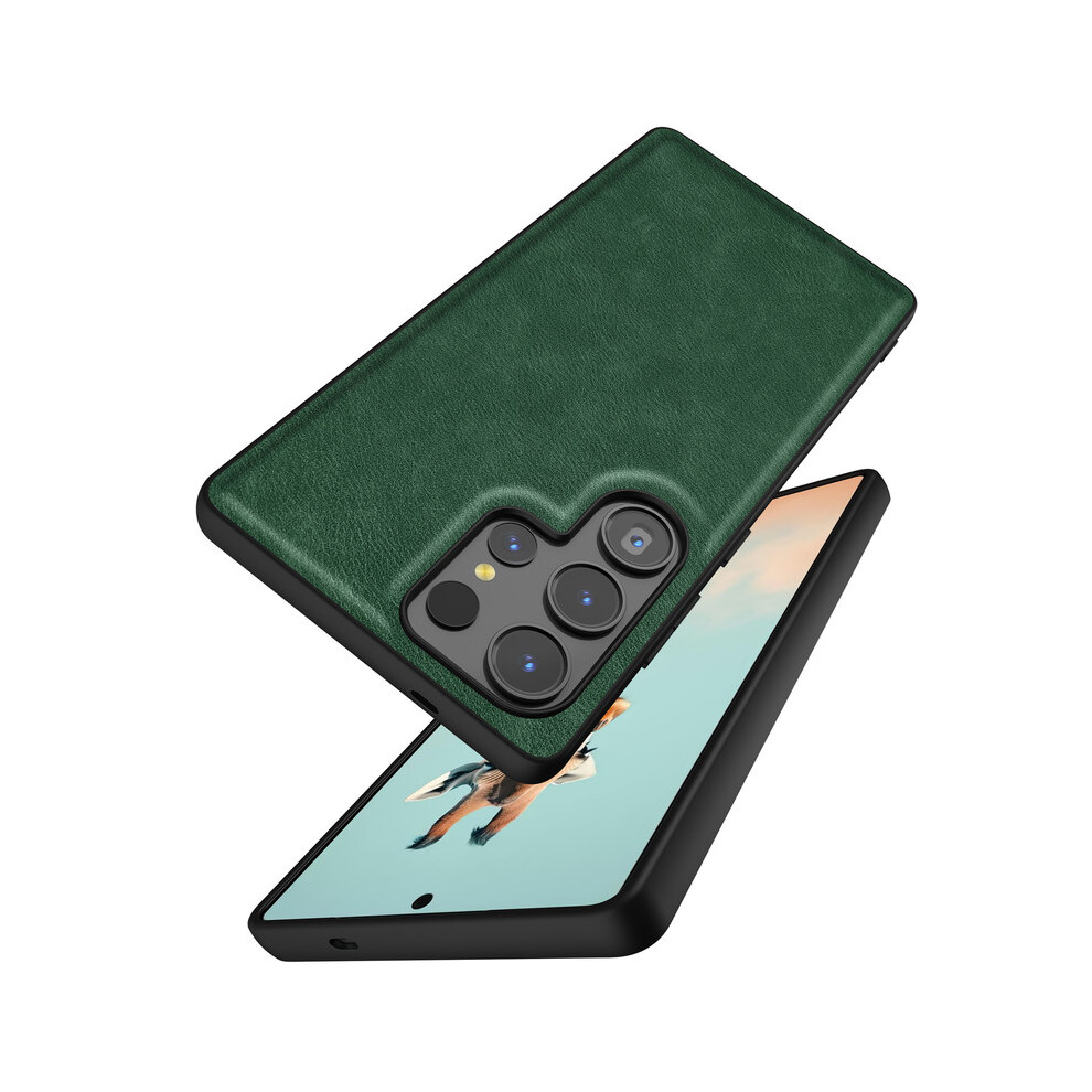 Suitable For Samsung S25 Drop-Proof Mobile Phone Case Retro Leather - Green 6910863329597