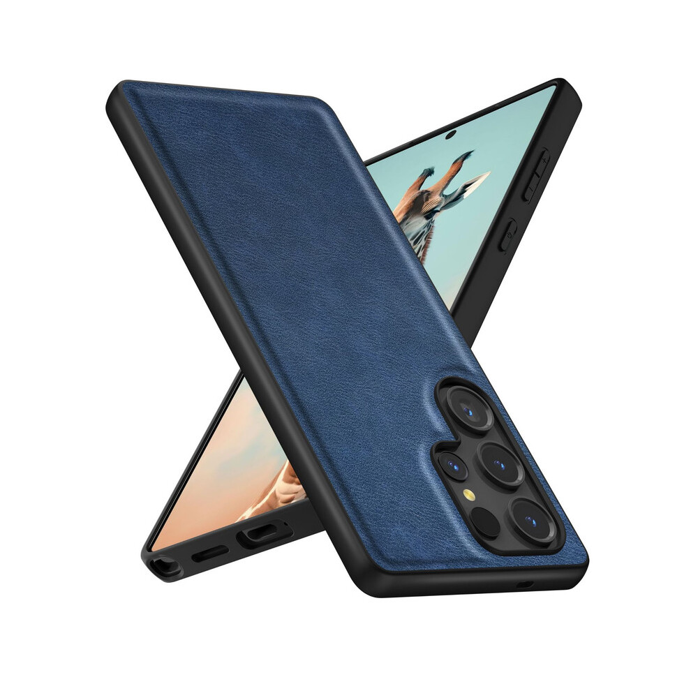 Suitable For Samsung S25 Drop-Proof Mobile Phone Case Retro Leather - Blue 6910863329610