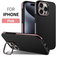 For IPhone11 Carbon fiber protective cover simple mobile phone case - Pink