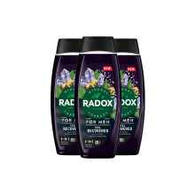 3x Radox Mineral Therapy Feel Recovered 2in1 Shower Gel & Shampoo for Men, 450ml