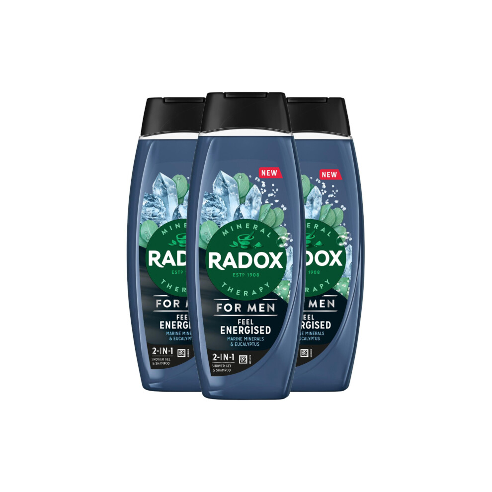 3x Radox Mineral Therapy Feel Energised 2in1 Shower Gel & Shampoo for Men, 450ml-image-OPC-PFX9K9P-NEW