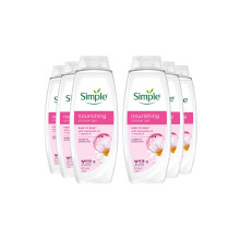Simple Kind to Skin Nourishing Shower Gel Natural Geranium Oil 675ml,6pk