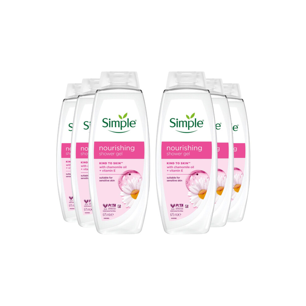 Simple Kind to Skin Nourishing Shower Gel Natural Geranium Oil 675ml,6pk-image-OPC-PFX9KB8-NEW