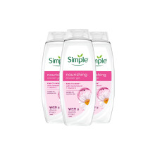 Simple Kind to Skin Nourishing Shower Gel Natural Geranium Oil 675ml, 3pk