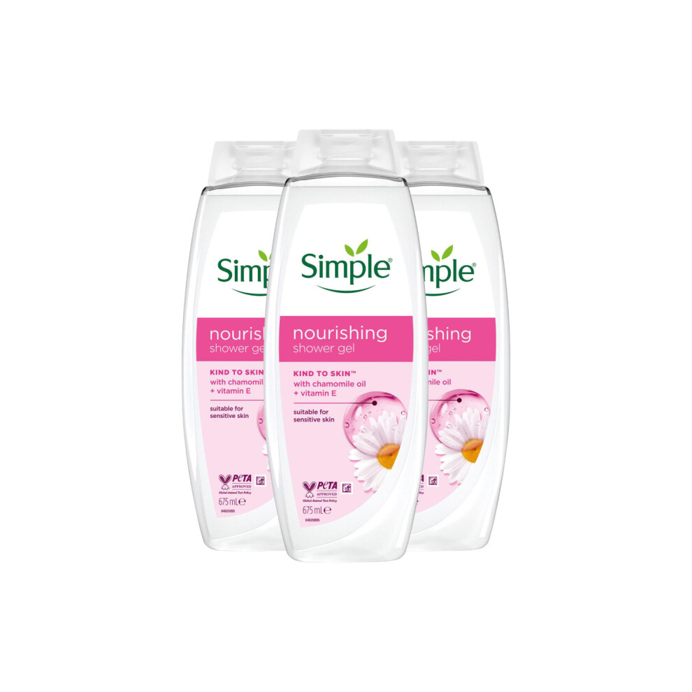 Simple Kind to Skin Nourishing Shower Gel Natural Geranium Oil 675ml, 3pk-image-OPC-PFX9KB7-NEW