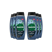 6x Radox Mineral Therapy Feel Energised 2in1 Shower Gel & Shampoo for Men, 450ml