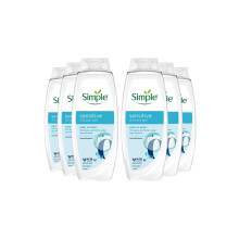 Simple Kind to Skin Sensitive Shower Gel Body Wash w/ Hypoallergenic 675ml, 6pk