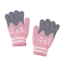 (Ash Powder) Children Knit Warm Gloves Full Cover Windproof Thermal Gloves For Outdoor Indoor-26