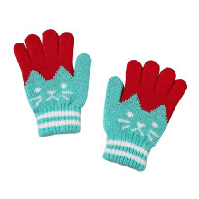 (Red And Green) Children Knit Warm Gloves Full Cover Windproof Thermal Gloves For Outdoor Indoor-26