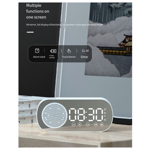 Wireless Bluetooth Speaker Clock Radio Dual Alarm for Home White 2