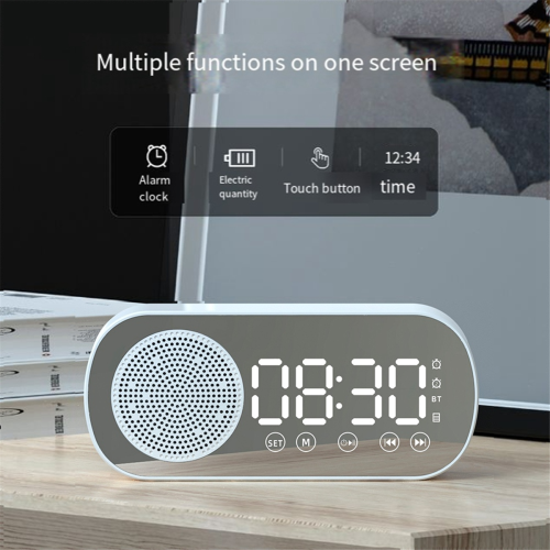 Wireless Bluetooth Speaker Clock Radio Dual Alarm for Home White 1