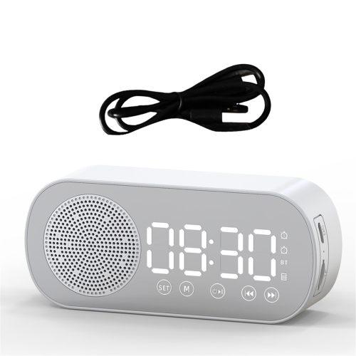 Wireless Bluetooth Speaker Clock Radio Dual Alarm for Home White