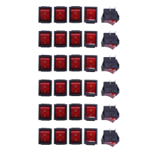 Lot de 30 interrupteurs à bascule DPST avec lampe rouge – 4 broches, 2 positions (Marche/Arrêt), 16A/250V AC et 20A/125V AC, pour bateau