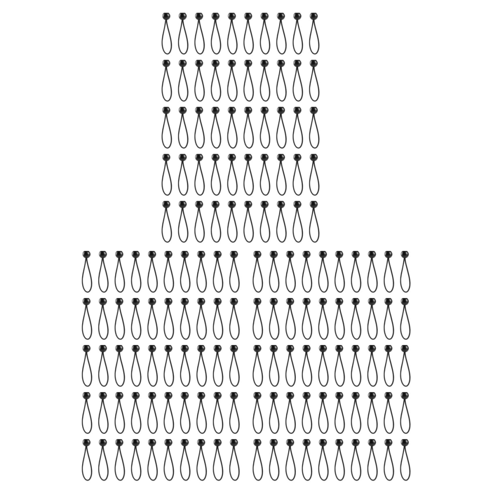 Lot de 150 tendeurs élastiques avec boules pour chapiteaux, tentes, bannières, mâts de drapeau, bâches (noir)