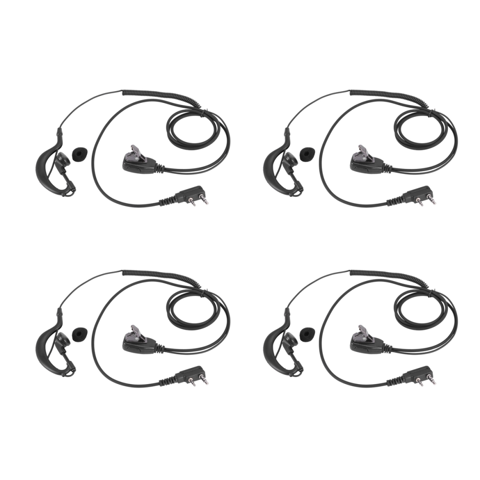 4X 2Pin G Shape Earpiece Ptt Mic Ear Hook Headset For Radio 4853799489244