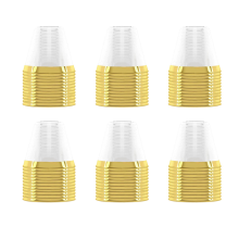 72X Plastic Cup 9 Oz Hard Disposable Wine Glass Wedding Transparent -Gold Rim